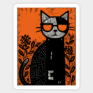 Retro Beatnik Cat | Mid-Century Modern Graphic Sticker